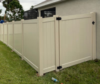 TAN VINYL PRIVACY T&G FENCE - 6FT HIGH
